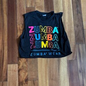 Zumba Fitness Black Crop Top with Colorful Letters